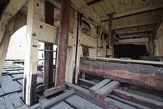 De houtzaaginstallatie in de Molen de Otter.