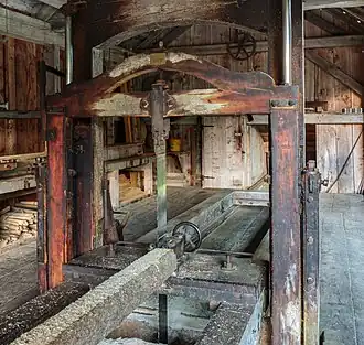 Houtzaagmachine. Detail.