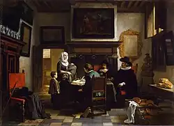 Uitgifte van een aalmoes in het liefdadigheidshuis (ca. 1850)