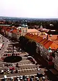 De Velké námestí gezien vanuit de Witte Toren. Rechts achteraan het plein ligt de Mariakerk.