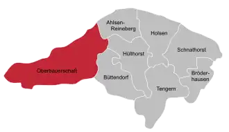 Ligging van Oberbauerschaft in de gemeente Hüllhorst