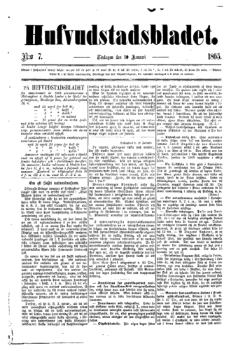 De voorpagina van 10 januari 1865