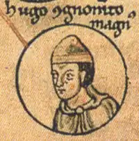 Hugo I van Vermandois (12e eeuw), detail van de genealogie van de Ottonen, Chronica St. Pantaleonis, Herzog August Bibliothek