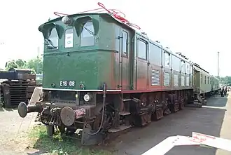 DRG locomotief E16 08 in Eisenbahnmuseum Bochum-Dahlhausen.