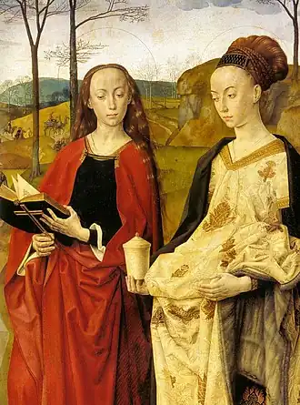 De heiligen Margaretha en Maria Magdalena, detail van het Portinari-altaar