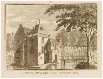 Het kasteel Hulsen in 1739.