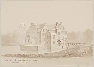 Het Huis te Andelst in 1837, door Frans Nicolaas Marius Eijck van Zuylichem