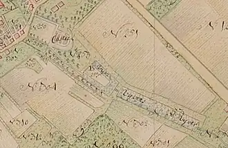 Het Huis te Groesboek (‘Casteel’) met zijn vijvers, op een kaart uit 1769.