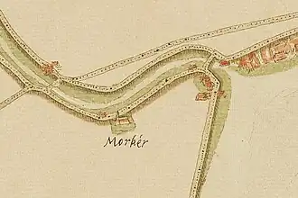 Te Mortiere op een kaart uit 1550