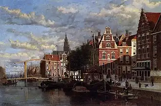 Amsterdamse gracht door Johannes Frederik Hulk, geschilderd rond 1880