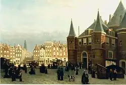 Markt bij de Waag op de Nieuwmarkt, Amsterdam, ca. 1880