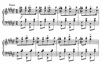 Hoofdthema van de Hongaarse rapsodie nr. 2 Friska