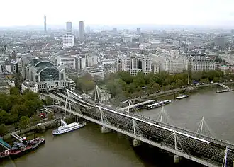 De Hungerford bridges gezien vanuit de London Eye