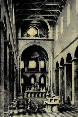 Reconstructie romaanse kerk met open Keizerzaal