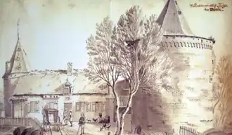 Huys de Donck in de 18e eeuw getekend door Jan de Beijer