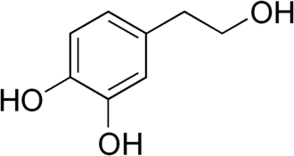 structuurformule van hydroxytyrosol