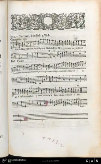 Eerste pagina uit de Odae concertantes (1666)