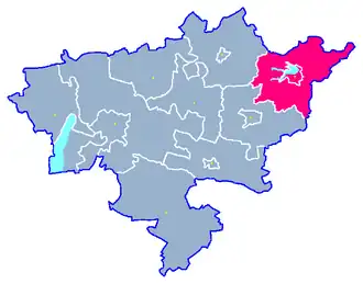 Ligging van de gemeente binnen de powiat