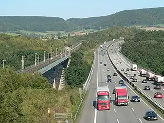 Werratalbrücke Hedemünden; links de hogesnelheidslijn Hannover - Würzburg (2006)