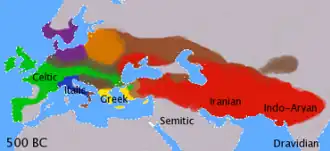 Verbreiding tot circa 500 v.Chr.