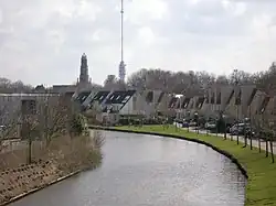 Gezicht op de Hollandse IJssel en IJsselstein, met op de achtergrond de Hervormde Kerk en de Gerbrandytoren.