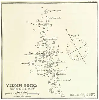 Detailkaart van de Virgin Rocks