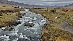 Stroomversnelling in de Laxá, vlak voor de monding