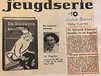 Ida Weggelaar, foto in een krantenartikel over het boek De huiswerkkabouter