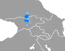 ■&nbsp;Verspreiding van het Ossetisch