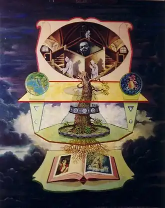 Werk van de Italiaanse schilder William Girometti, titel: "De naam van de roos" (als eerbetoon aan de roman van Umberto Eco), 1982, olieverf op doek, cm. 80x100 - eigendom van zijn dochter.