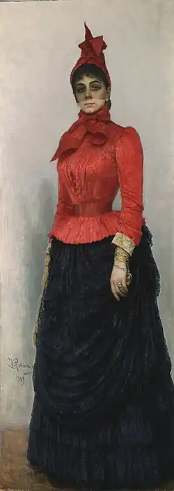’Portret van barones Warwara Iwanowa von Hildenbandt’, van Repin, 1889.