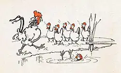 Illustratie uit Van zes kippen en een haan (1918)