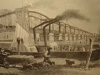Gravure van de spoorbrug bij de opening, in L'Illustration Européenne
