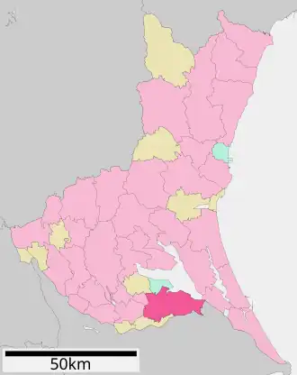 Situering van Inashiki in de prefectuur Ibaraki