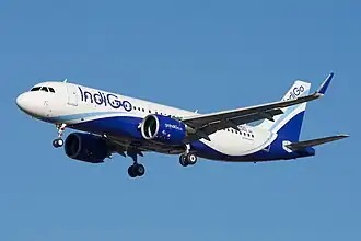 Een Airbus A320neo van IndiGo
