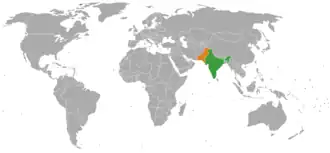 India (groen) en Pakistan (oranje).