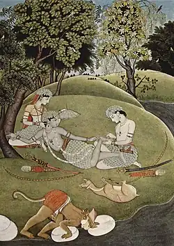 Sita, Rama, Lakshmana en Hanuman in het woud (1780)