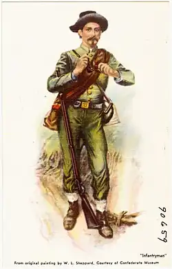 Geconfedereerde infanterist, naar schilderij van Willam Ludwell Sheppard
