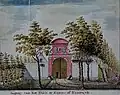 Toegangspoort tot het Huis te Crooswijk in 1747, getekend door Jakob Kortebrant.