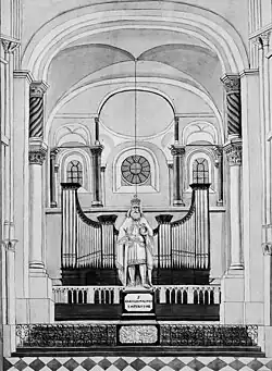 Westwerk met standbeeld en orgel (Ph. van Gulpen, 1851)