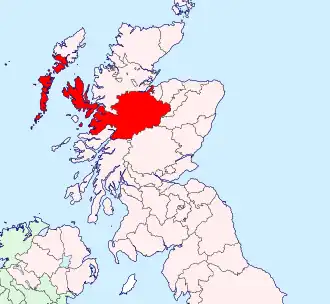 Ligging van Inverness-shire in Schotland