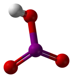 Molecuulmodel van waterstofjodaat
