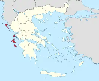 Kaart van Ionische Eilanden