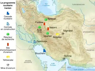 Kaart van Irans kernprogramma.