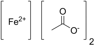 Weergave van de verhoudingsformule van ijzer(II)acetaat