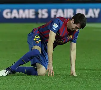 Cuenca als wisselspeler bij de wedstrijd tussen FC Barcelona en Sporting Gijón in 2011.