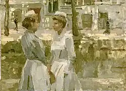 Amsterdamse dienstmeisjes van Isaac Israëls (ca. 1890-1900).