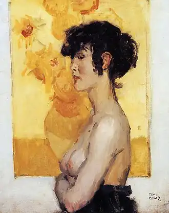 Vrouw, en profil voor de zonnebloemen van Van Gogh, 1917, Museum de Fundatie, Zwolle