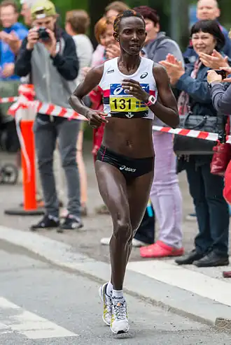 Tijdens de marathon van Stockholm in 2013