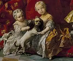 Twee nichtjes van Filips V van Spanje: prinses Maria Isabel Ana van Napels en Sicilië en haar neef prinses Isabella van Parma.